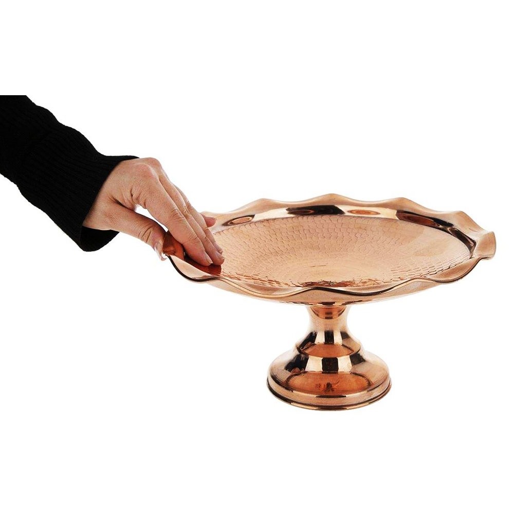 شیرینی خوری مسی زنجان پایه دار چکشی قطر 25