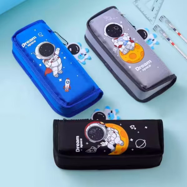 جامدادی دو زیپ آویزدار طرح فضانورد