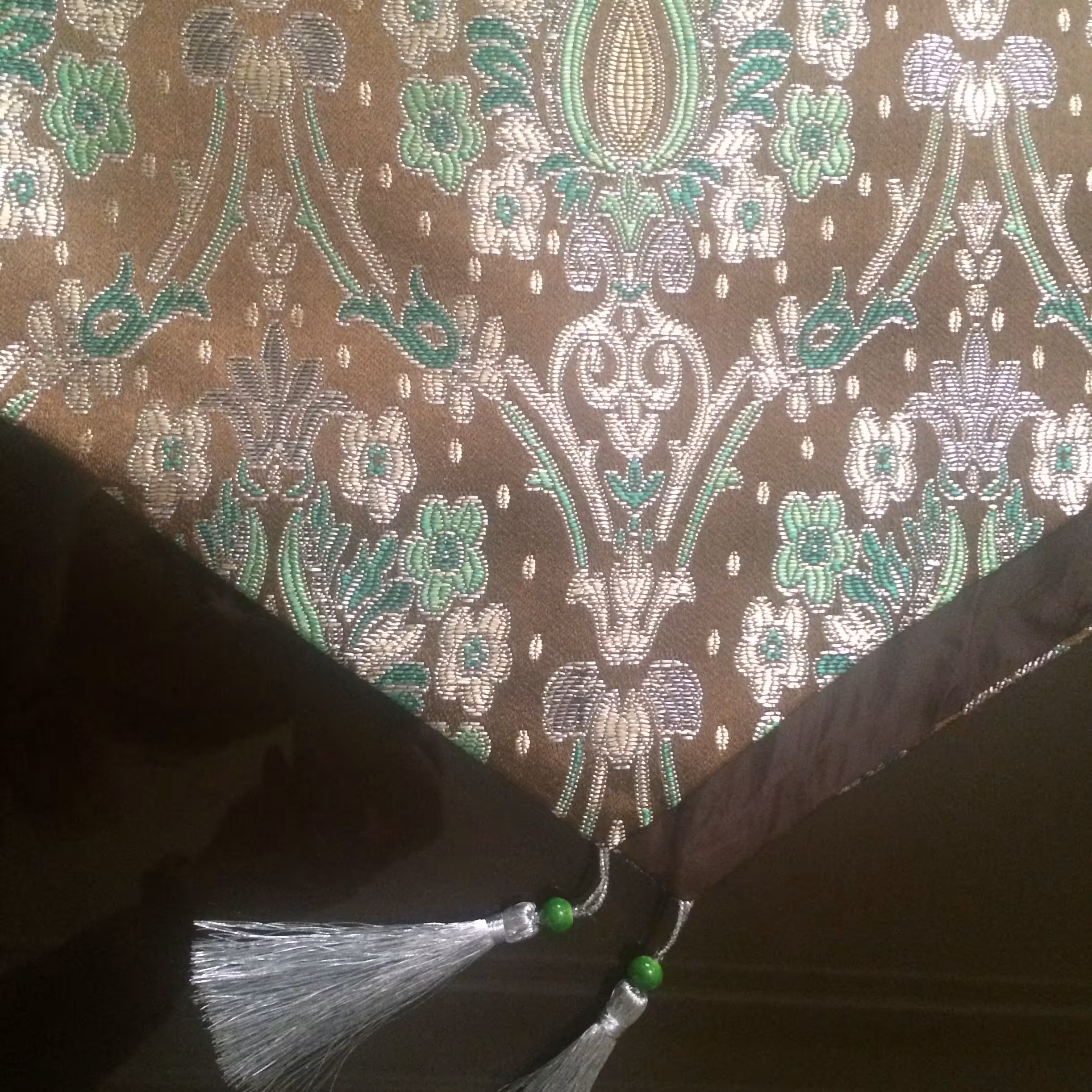 رانر رومیزی ناهارخوری آستردار تم رنگی سبز قهوه ای کد302