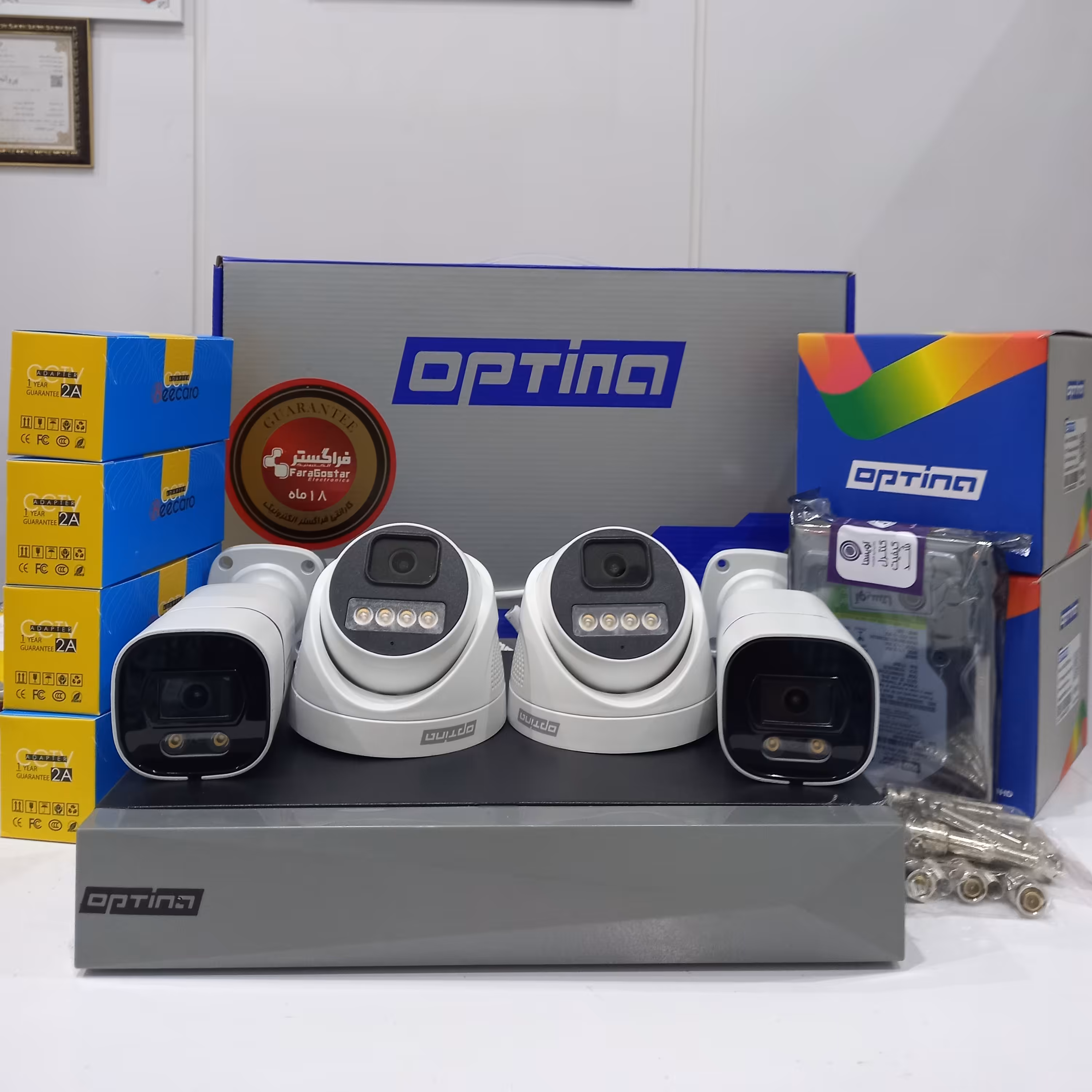 پک چهار دوربین اپتینا با تمام متعلقات و میکروفن دار
