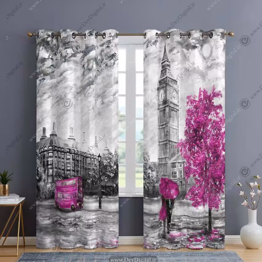 پرده نقاشی سیاه و سفید برج ساعت PK-2864