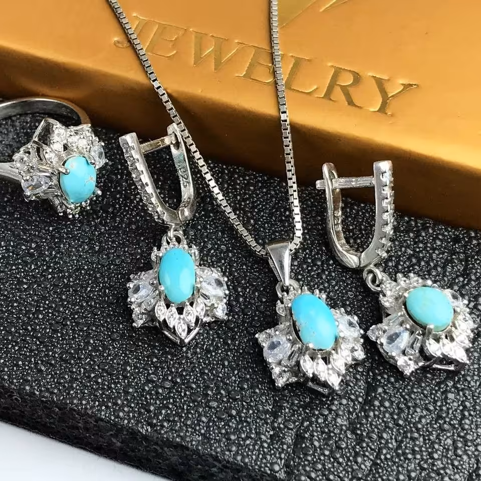 نیم ست فوق العاده شیک فیروزه نیشابور اصلی 