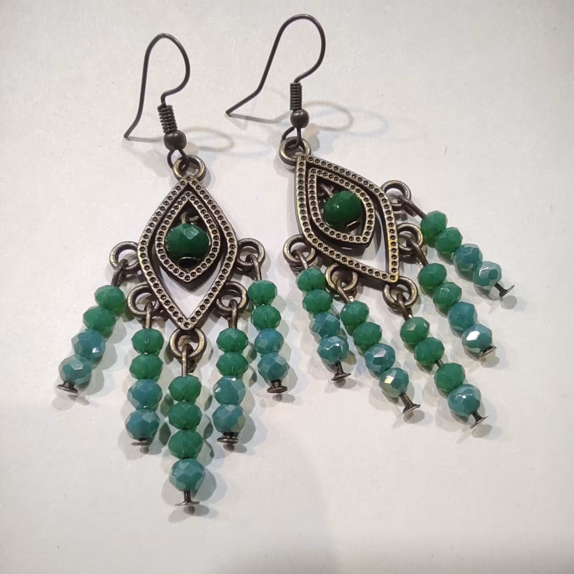 گوشواره  سنگ کریستال فیروزه ای 