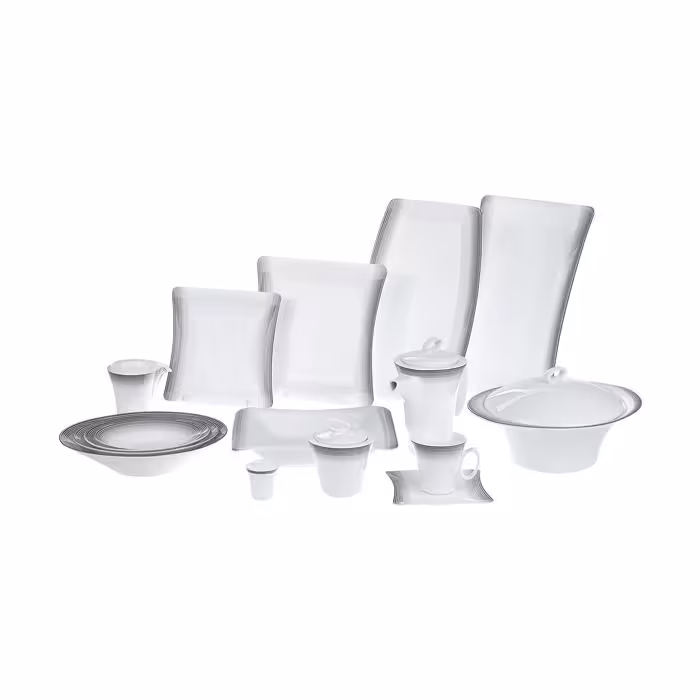 سرویس غذاخوری 97 پارچه چینی زرین ایران سری وینچی الیسه مدل کایزر درجه عالی