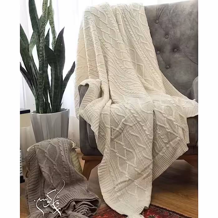 شال مبل مدل بافت رنگ استخوانی سایز 170