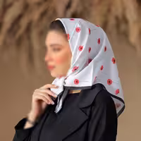 باندانا یا مینی اسکارف نخی طرح گل شقایق ارسال رایگان 