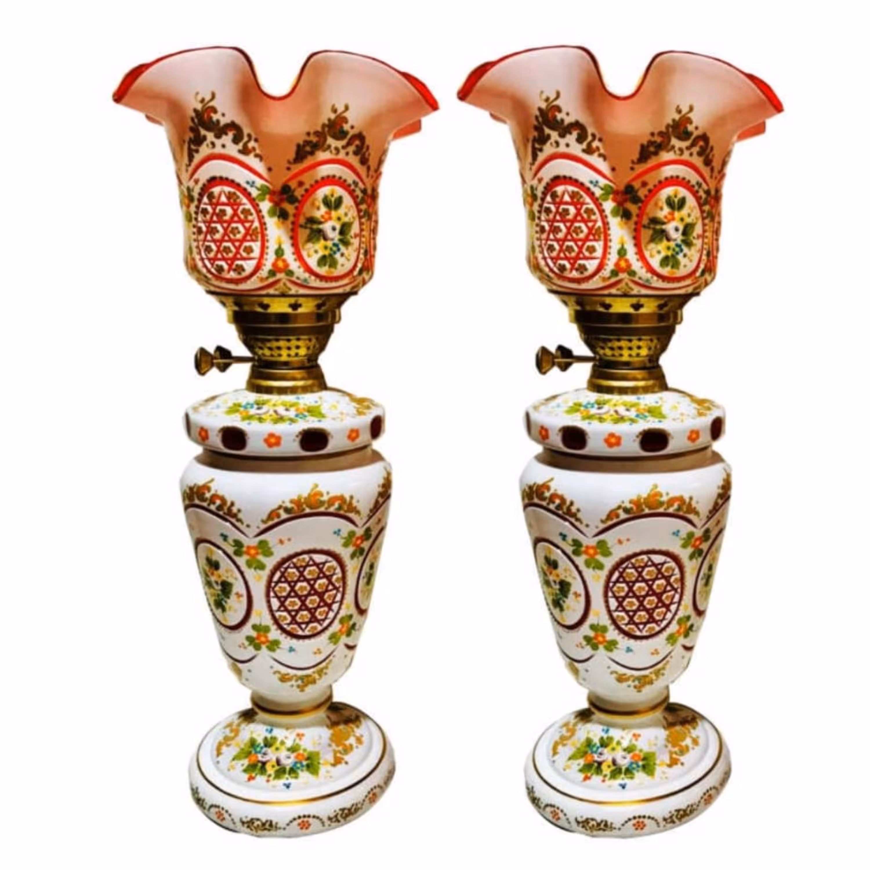 چراغ نفتی کریمخانی سه پوست ارتفاع 64 سانتی متر کد 12