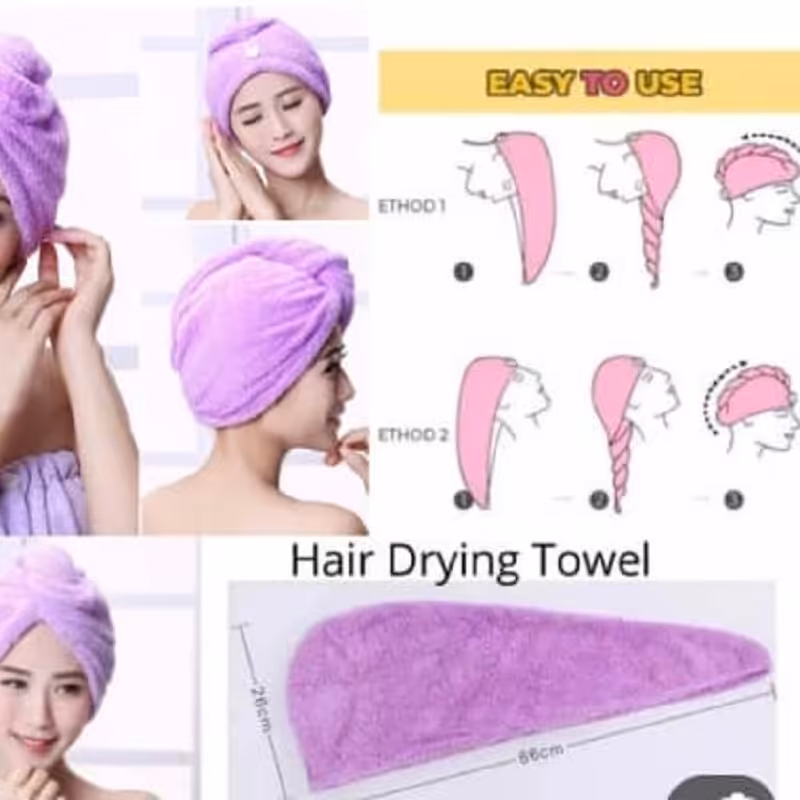 حوله سر دکمه دار جادویی (حوله کلاهی سر خشک کن)