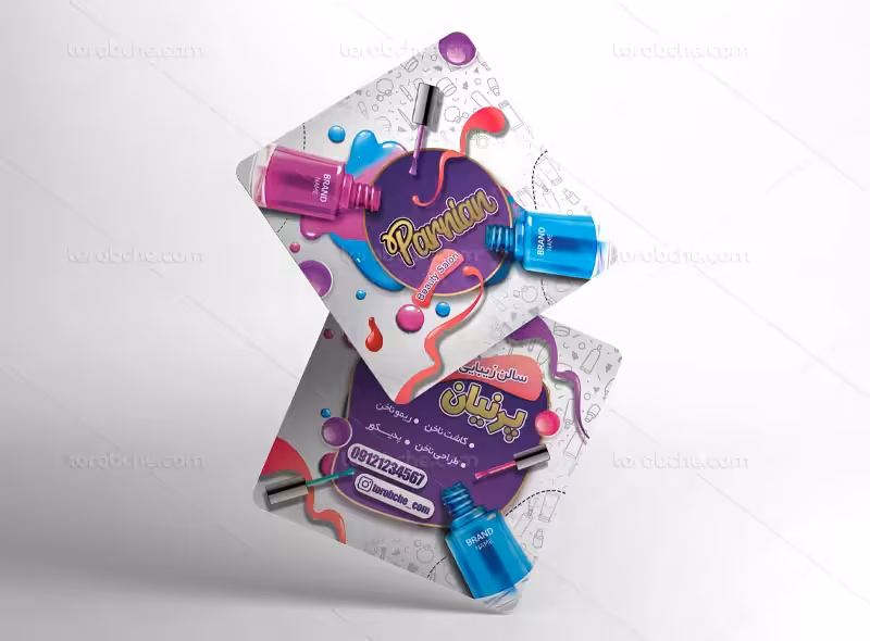 کارت ویزیت مربع کاشت ناخن | گرافیک با طعم تربچه