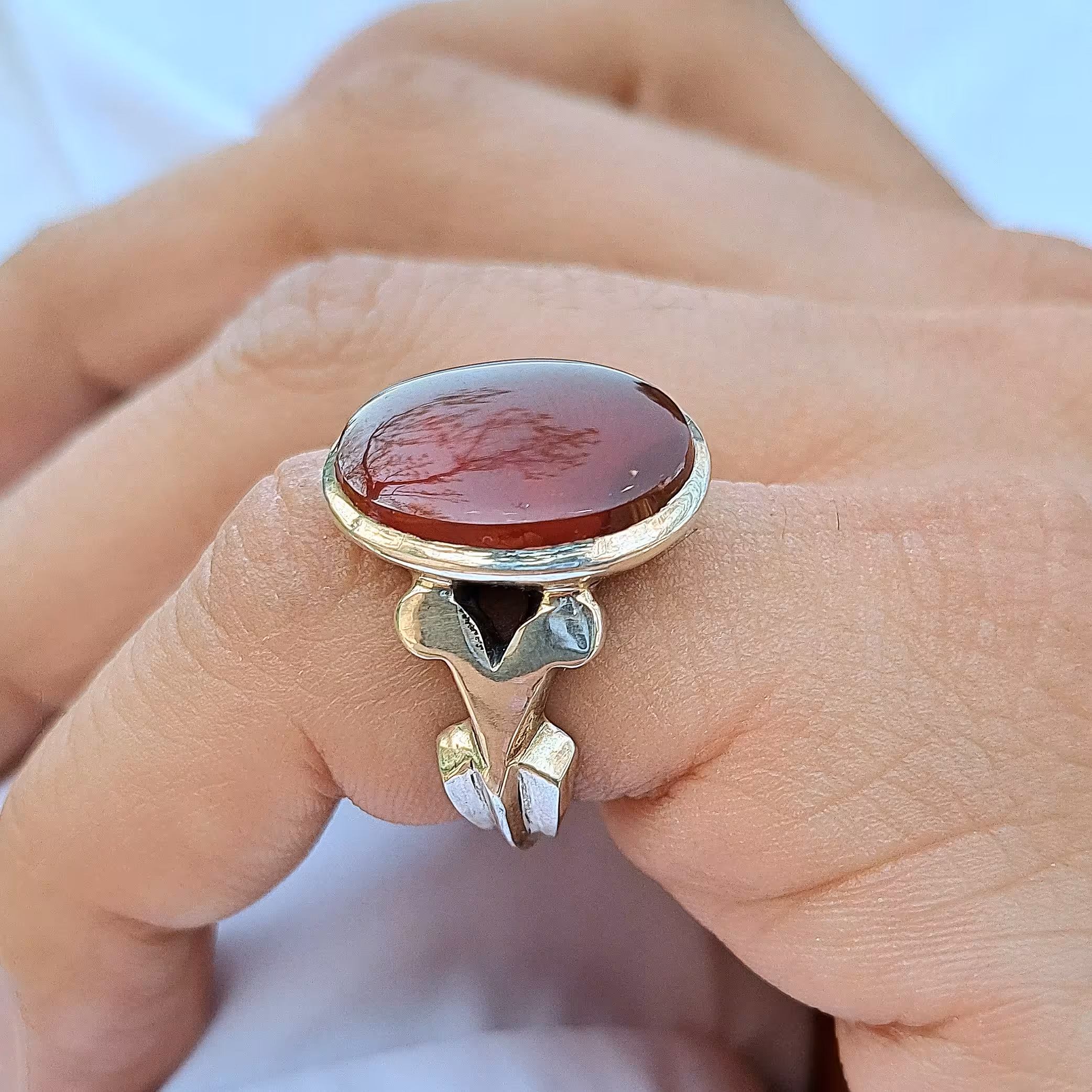 انگشتر مردانه نقره نگین عقیق یمنی (کد 662)