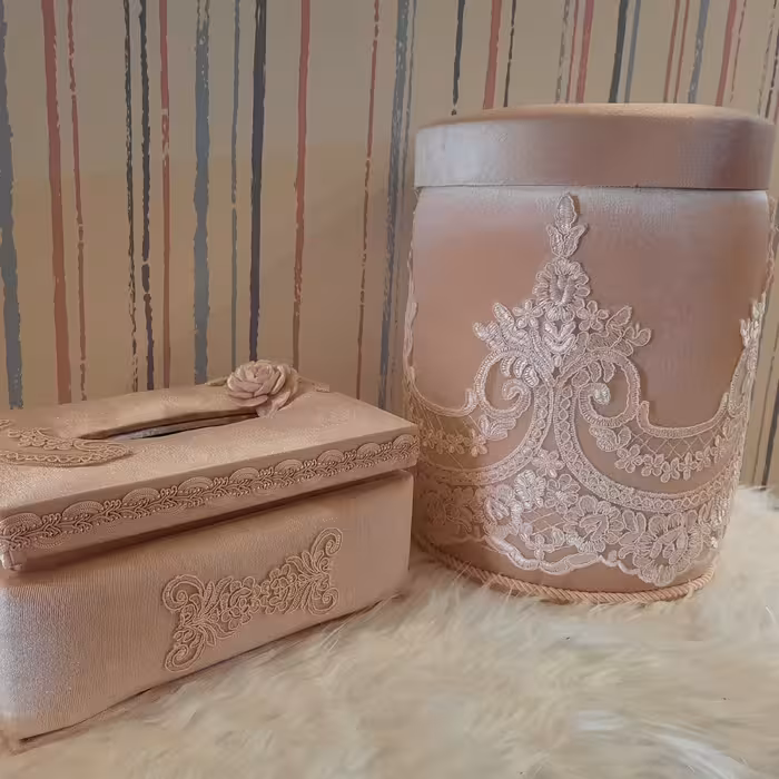 جعبه دستمال کاغذی و سطل پذیرایی مخملی