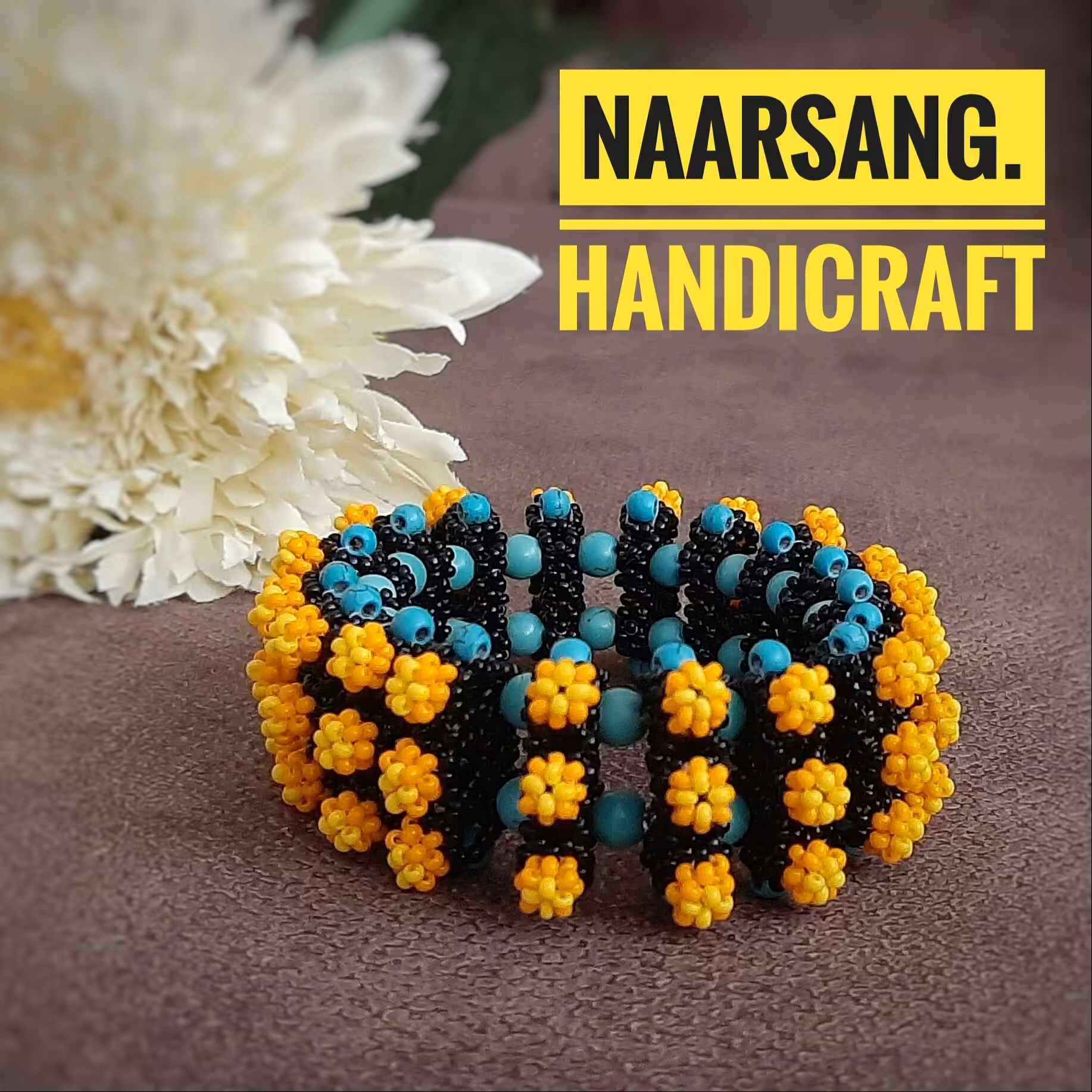 النگو منجوق بافی طرح گل بافته با منجوق چک