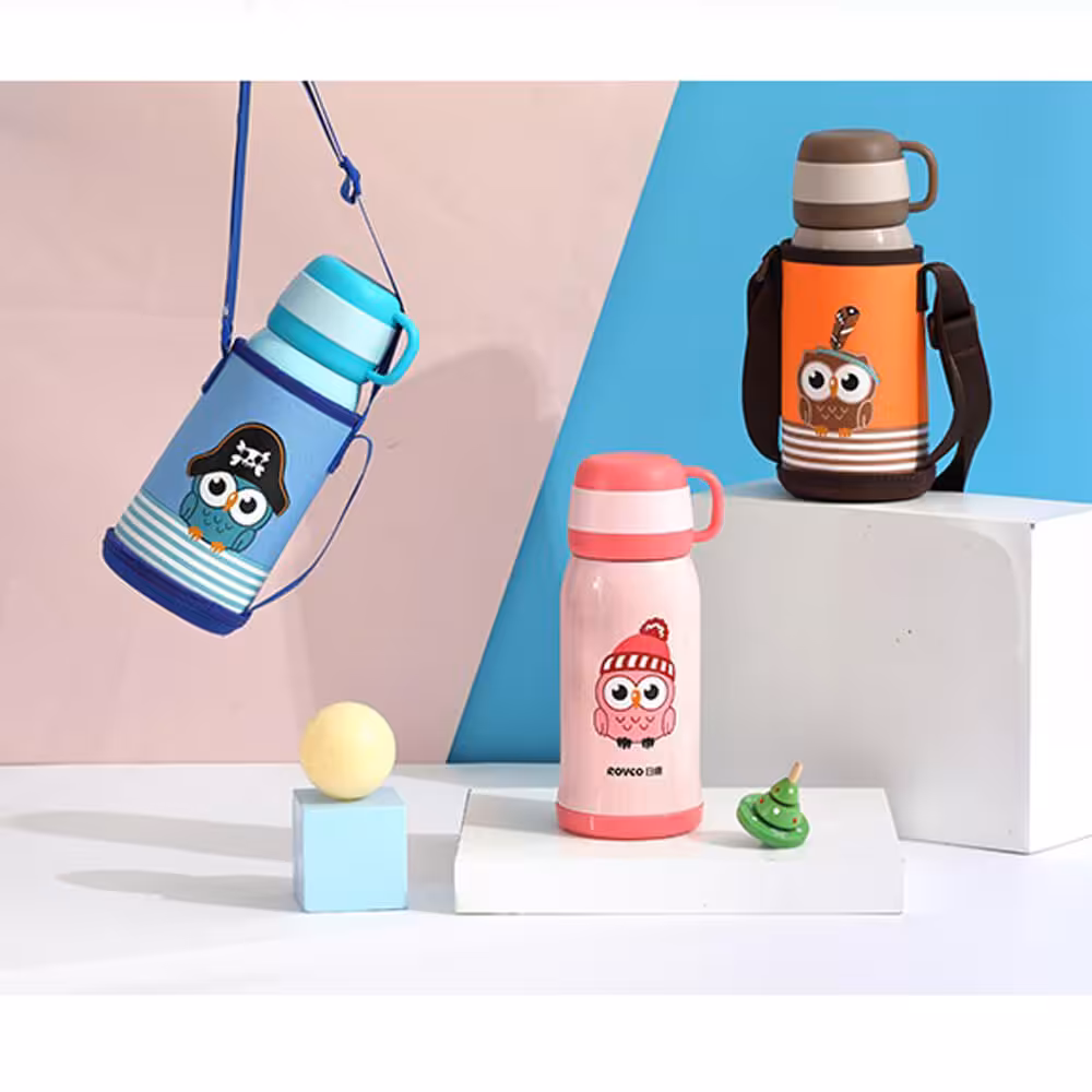 فلاسک استیل دوکاره 600 میل طرح جغد رووکو Rovco