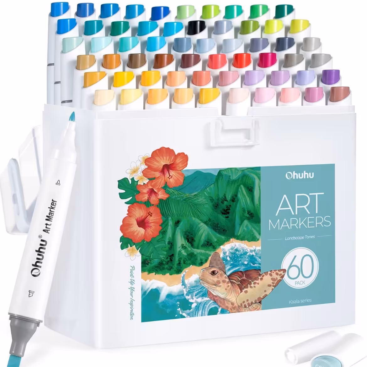 پک 60 تایی ماژیک اورجینال Ohuhu طراحی و راندو به همراه باکس زیبا و جذاب 