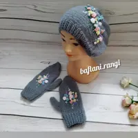 کلاه فرانسوی و دستکش گلدوزی شده