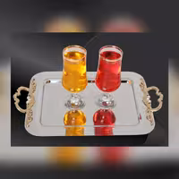 سینی پذیرایی استیل طرح غدیر بدون پایه کوچک (طلایی)