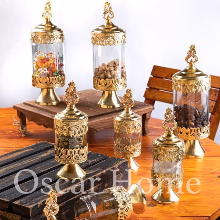 پا سماوری هفت پارچه لاله طلایی و انتیک