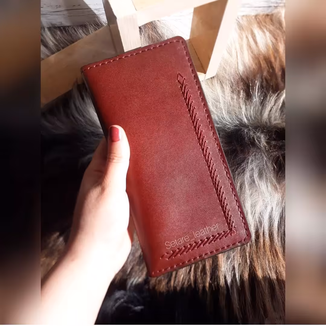 کیف پول کتی با چرم اصل و دستدوز