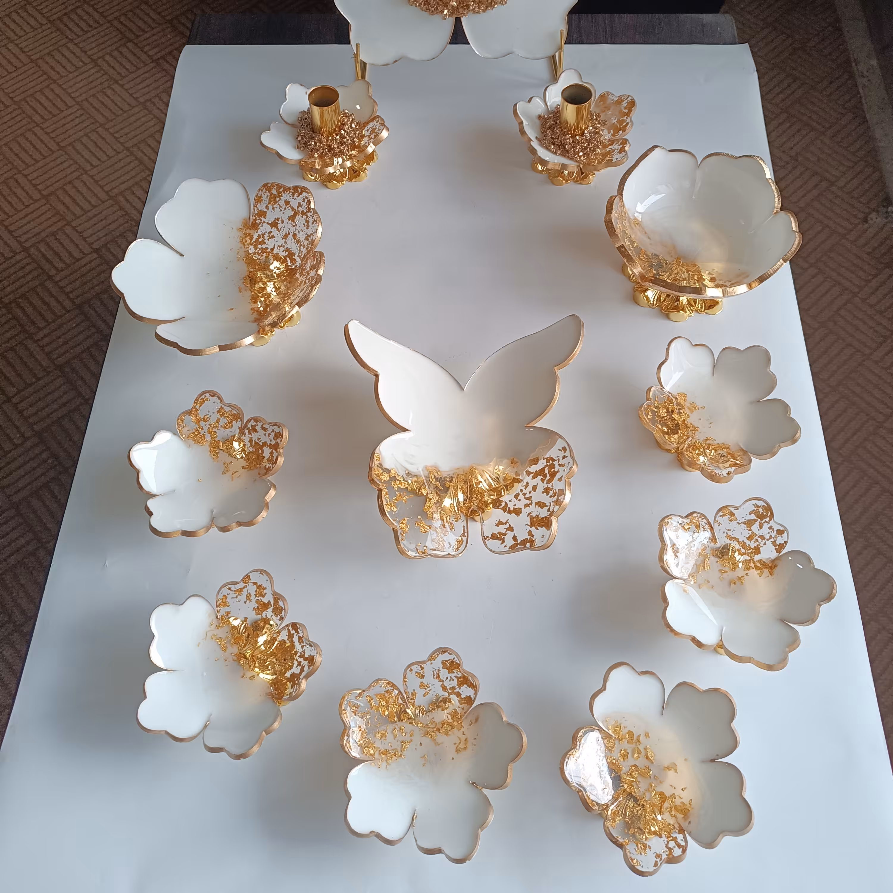 ست هفت سین رزینی لاکچری و جدید کارشده با ورق طلا