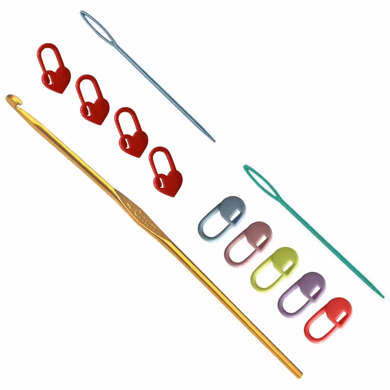 قلاب بافتنی آهنی شماره 4 به همراه ملزومات بسته 12 تایی
