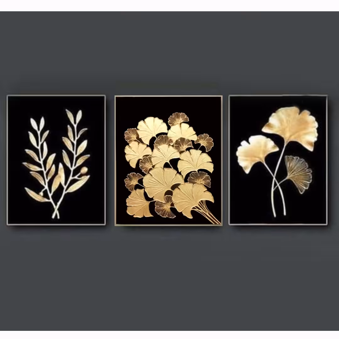 تابلو سه تیکه (مخمل و ورق طلا)