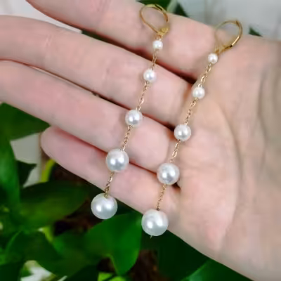 گوشواره مروارید آویز ریز تا درشت استیل