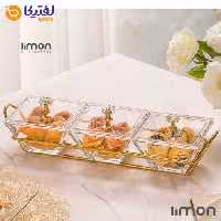 اردورخوری شیشه ای لیمون پایه استیل سه خانه مربع با درب اکرولیک 2107