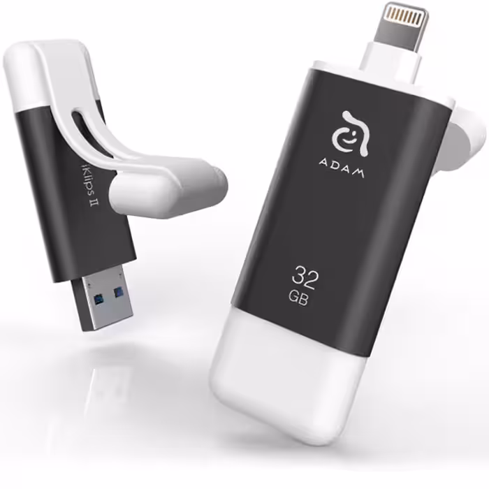 فلش مموری آدام المنتس ADAM ELEMENTS لایتنینگ مدل iKlips II با ظرفیت 32 گیگابایت خاکستری - Hiapple.ir
