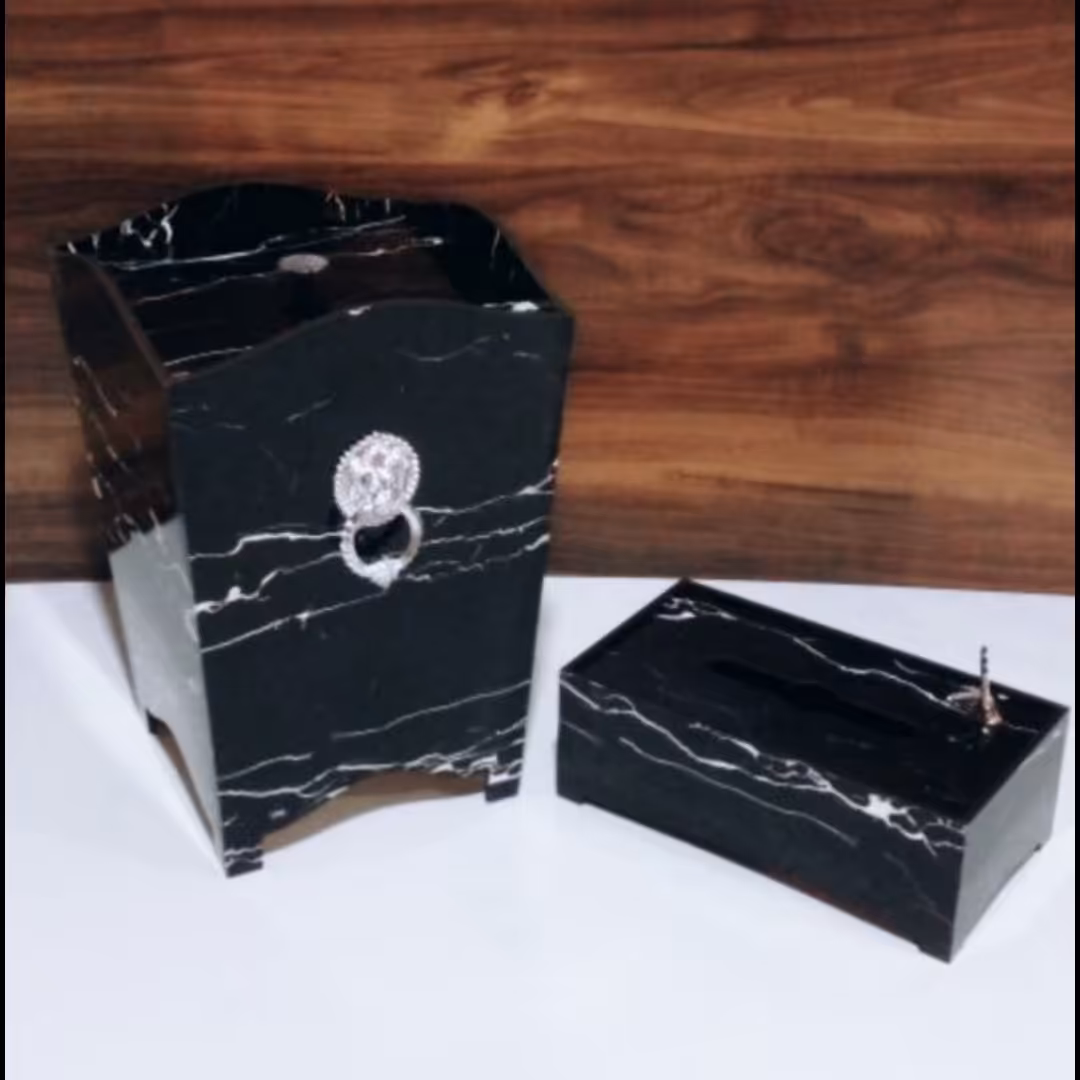 ست سطل و جا دستمال طرح سنگ کد 302