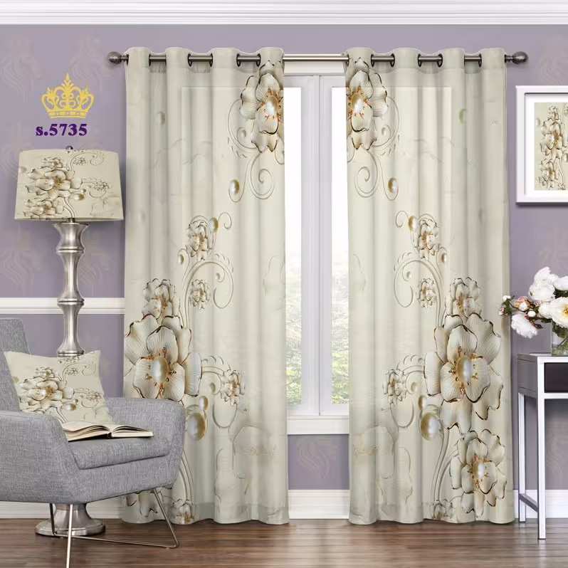 پرده تصویری جدید دو قواره پانچ آماده طرح گل کد 5735