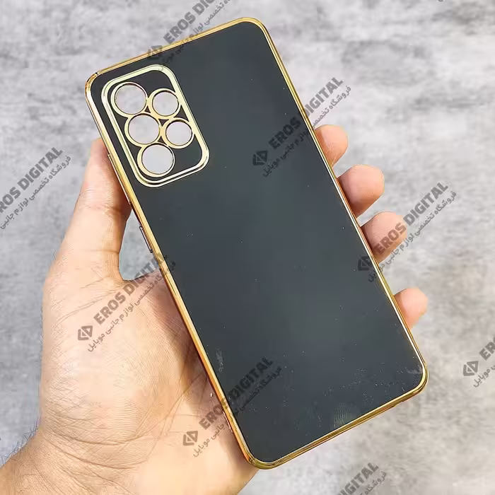 قاب مای کیس Samsung A52 / A52s دور طلایی الکتروپلیتینگ - مشکی