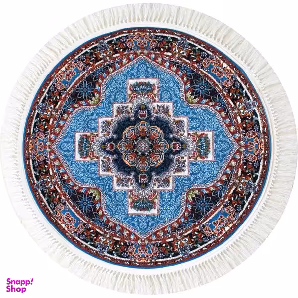 فرش ماشینی مدل گرد طرح ناردون زمینه آبی