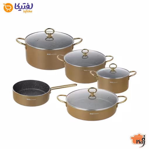 سرویس پخت و پز گرانیتی 9 پارچه کاج نچسب مدل فلورا