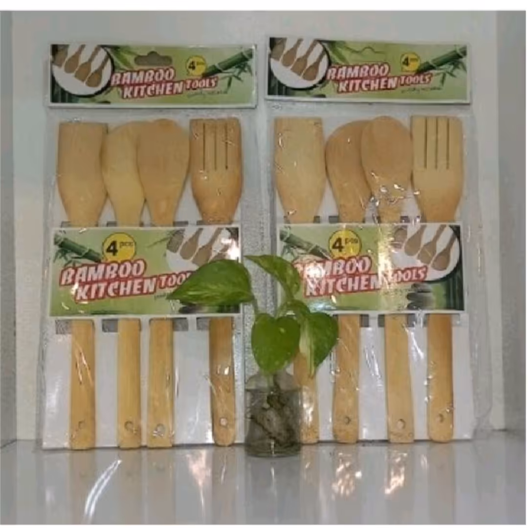 سرویس کفگیر بامبو4عددی وادراتی 28سانتیمتر 