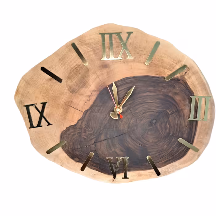 ساعت دیواری رستیک  دفرمه سایز 30 چوب گردو