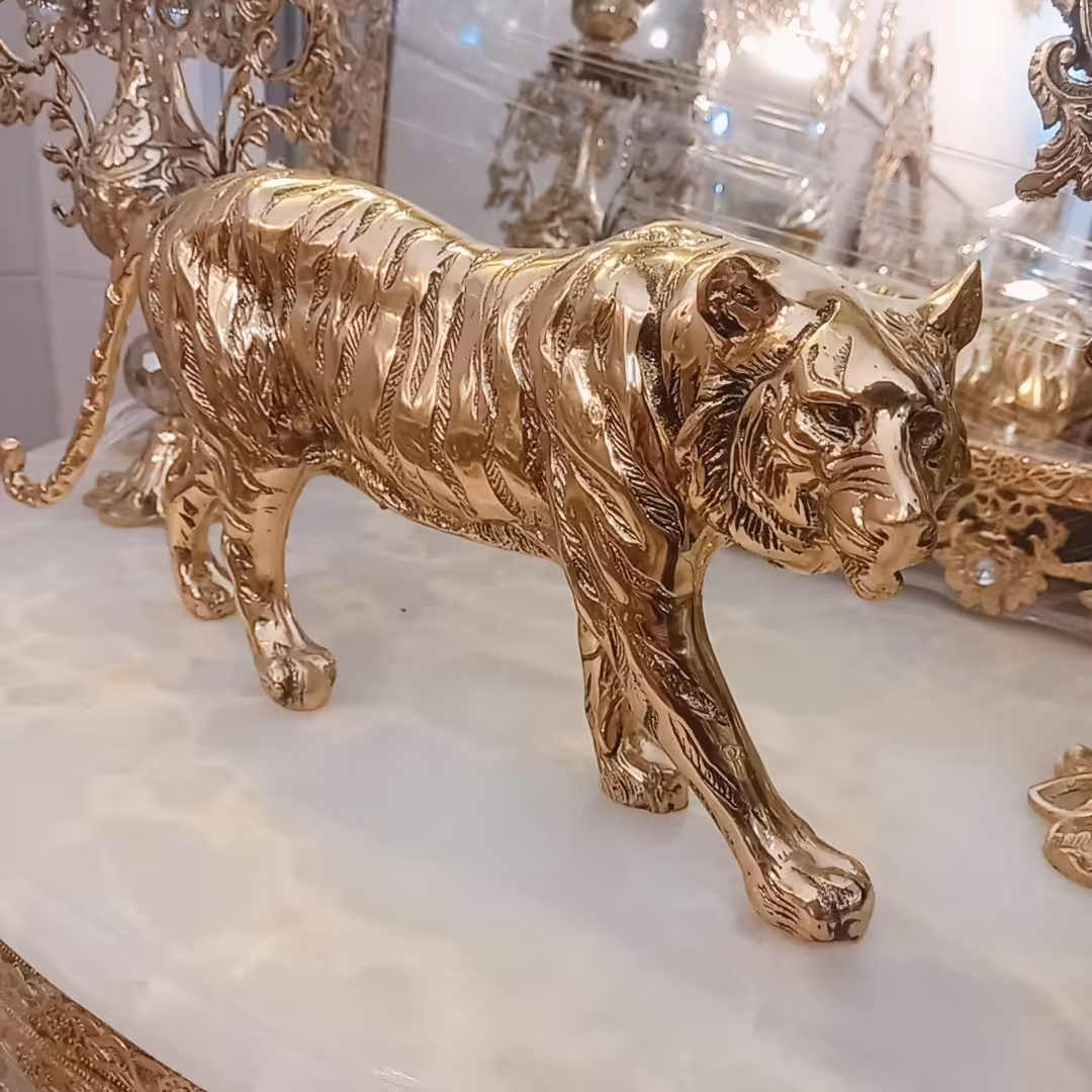 مجسمه ببر برنزی سایز بزرگ یکاره بسیار شیک و خاص