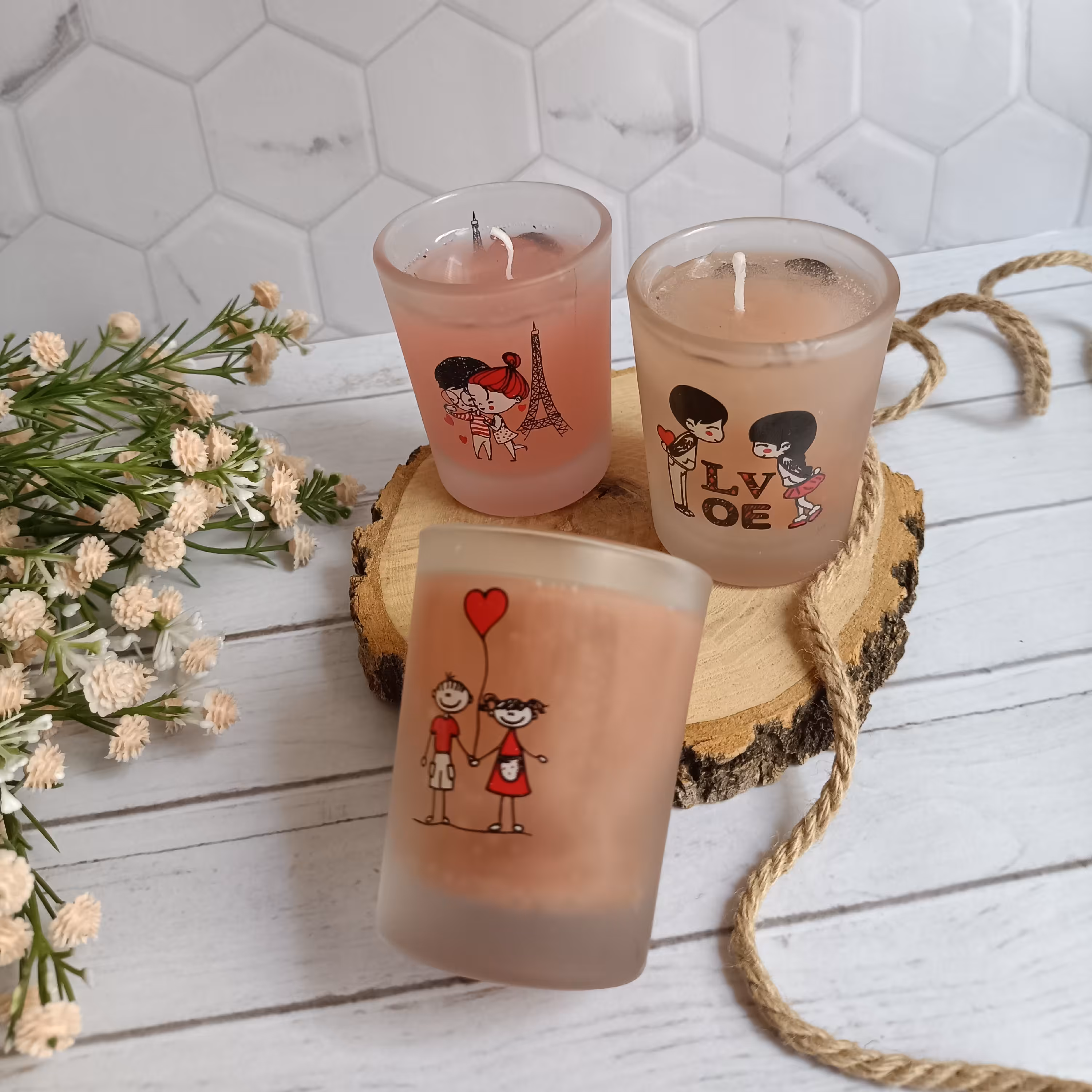 شمع لیوانی شات باشمع ژله ای عطری با طرح های عاشقانه مناسب کادو و هدیه به دوستان