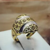 انگشتر  نقره زیبای زنانه مدل فیوژن و طرح طلا زرد با ابکاری  طلا سفید و طلا زرد