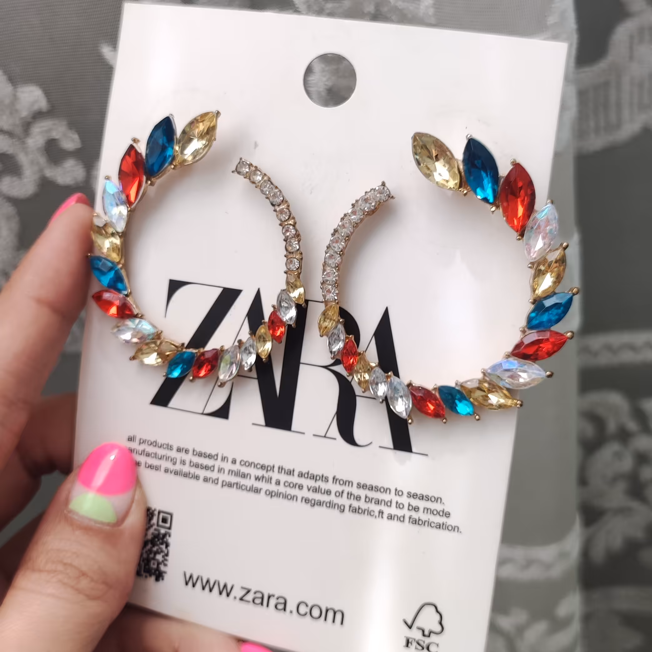 گوشواره مجلسی نگین دار رنگی