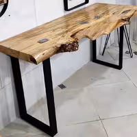 میز تحریر و کار چوب راش و و رزین با پایه فلزی