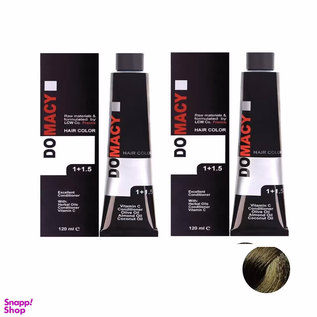 رنگ مو دوماسی (Domacy) شماره 7.8 رنگ بلوند زیتونی متوسط حجم 120 میلی‌لیتر مجموعه 2 عددی