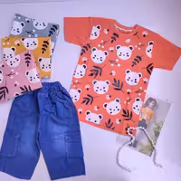 تیشرت و شلوارک اسپرت طرح خرس و بامبو سایز 50/55