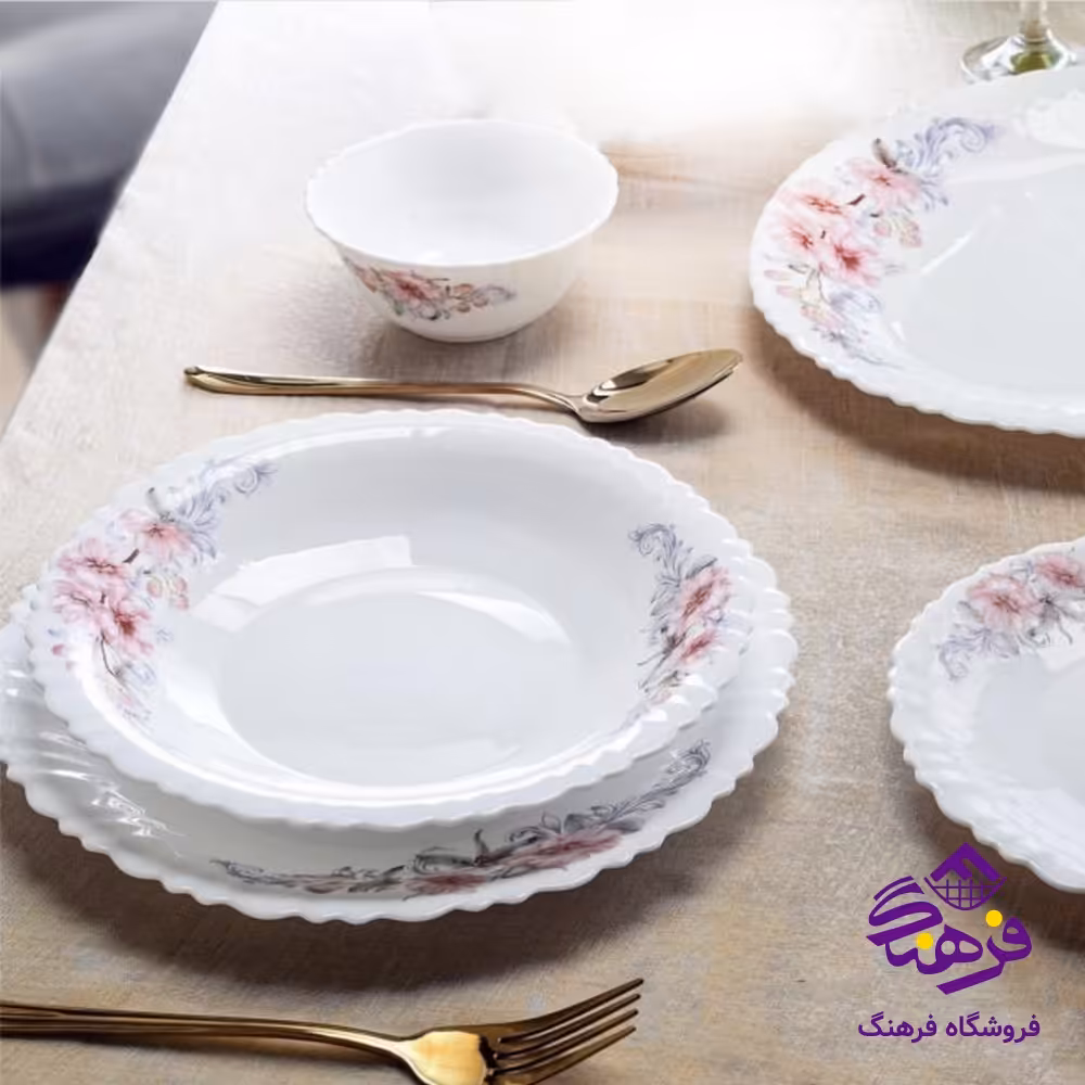 سرویس گلدن اپال 25پارچه مدل  کنگره  طرح فلورا