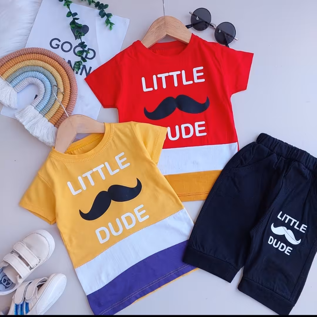 تیشرت و شلوارک پسرانه سایز 35 تا 45 طرح سیبیل ارسال رایگان 