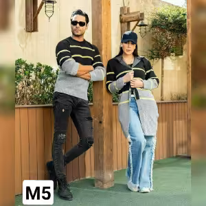 ست پلیور مردانه ومانتوی بافت زمستانی