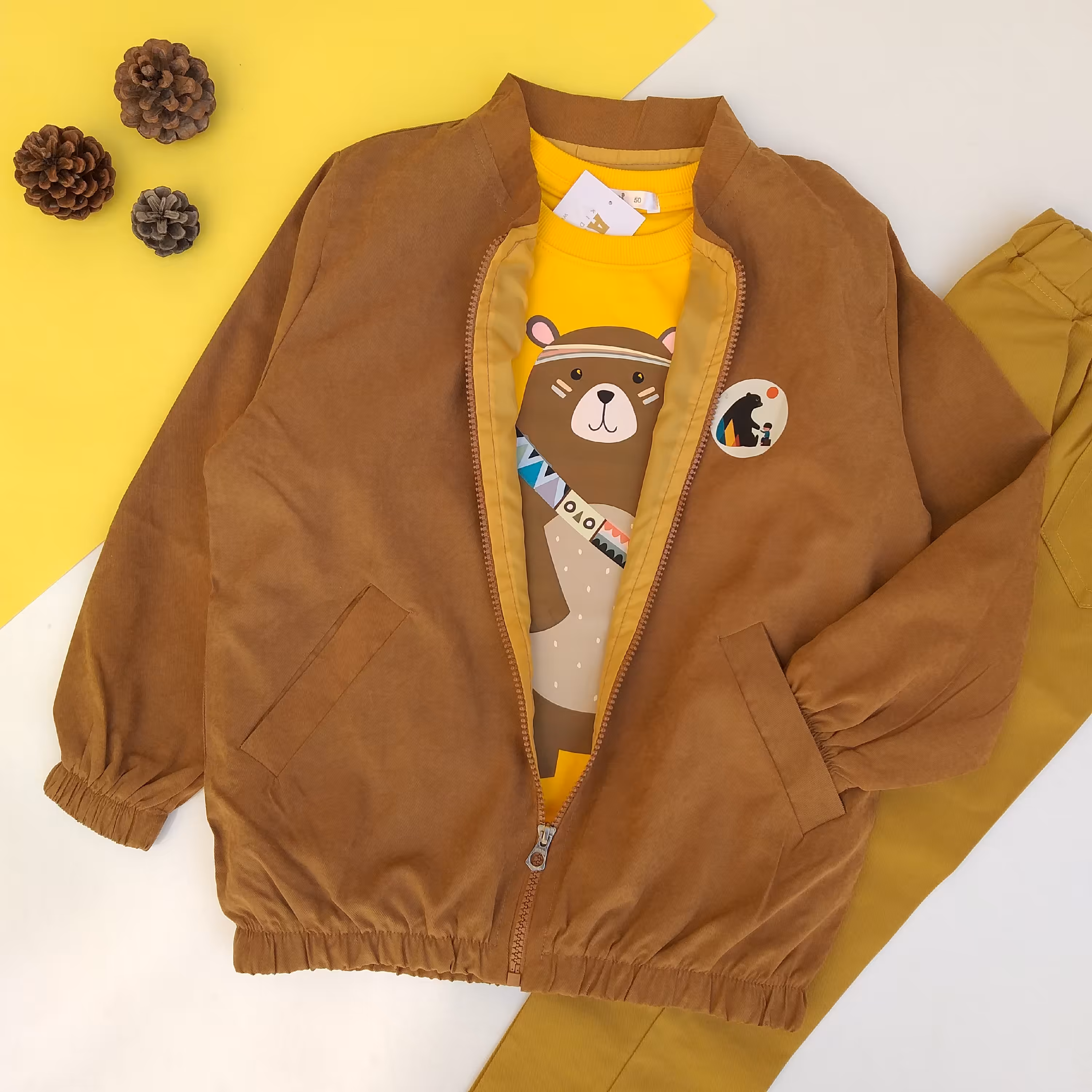 ست سه تیکه فانتزی خرسی-ست پسرانه سایز 50 تا 60 حدود 8 تا 10 سال