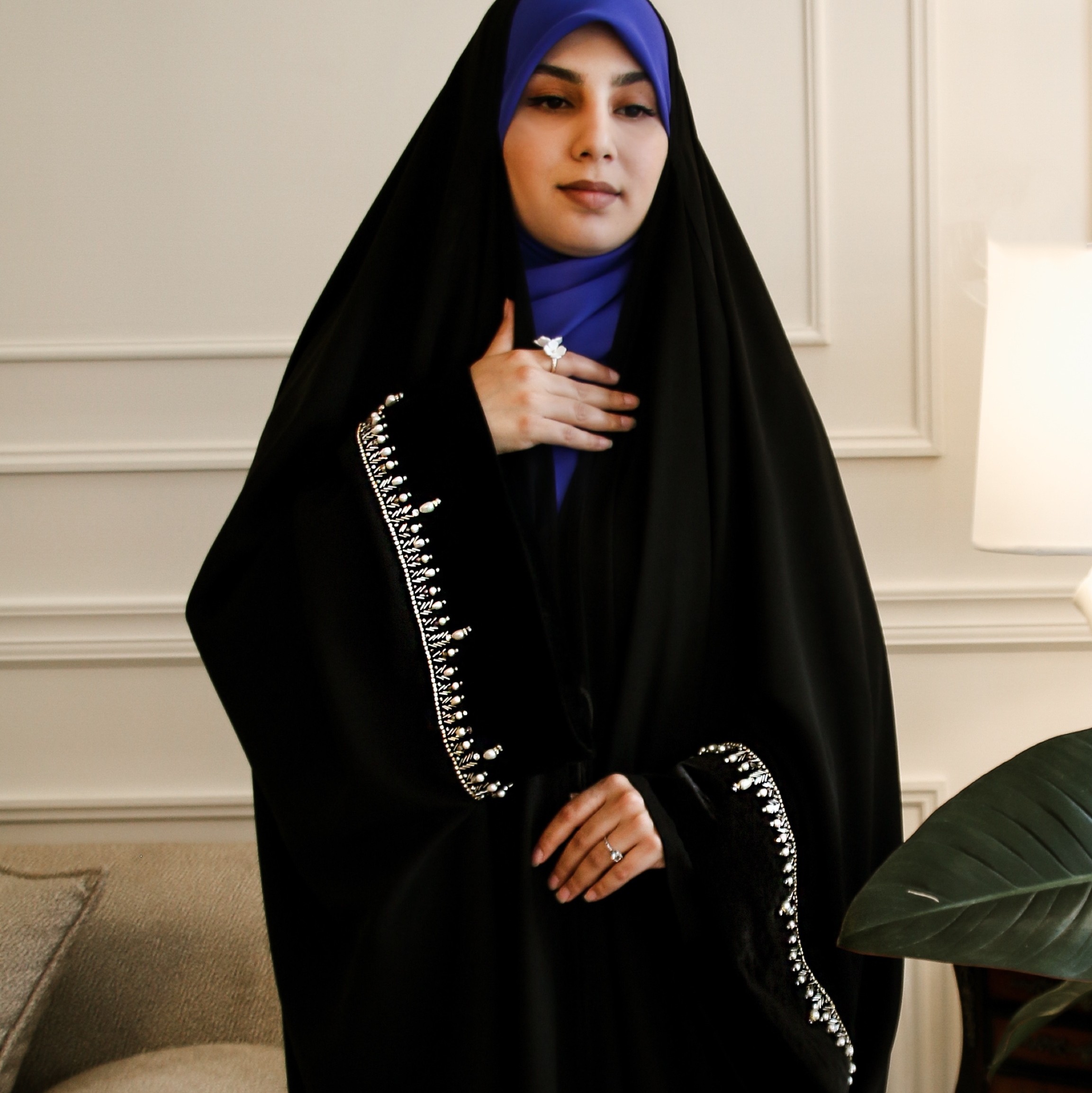 چادر عربی پرنسس مروارید سفید