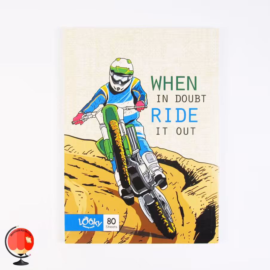 دفتر مشق 80 برگ طرح موتورسوار لوکی