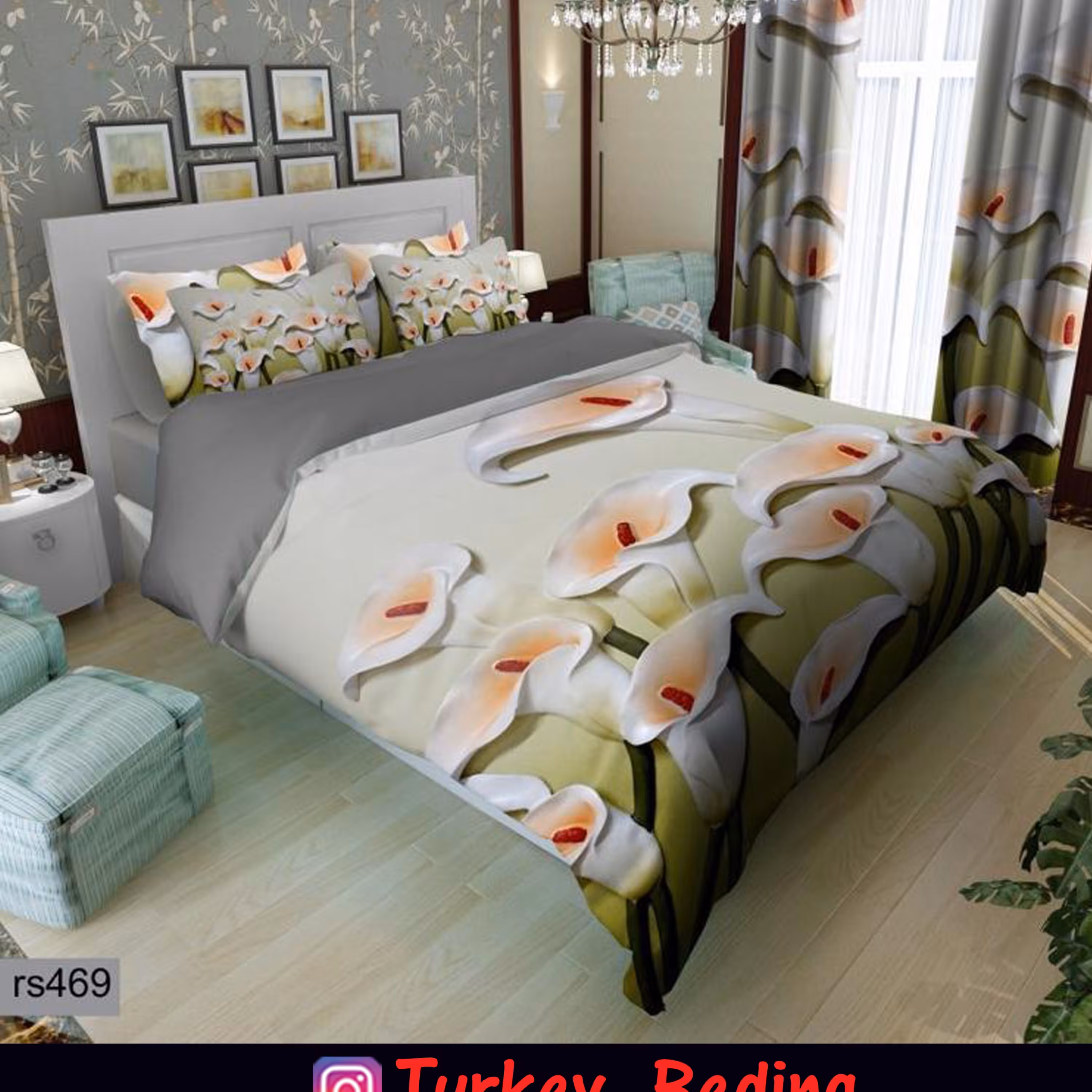 سرویس روتختی 1 نفره تنسل چاپی برندترک لند (Turk Land)  کد rs 469