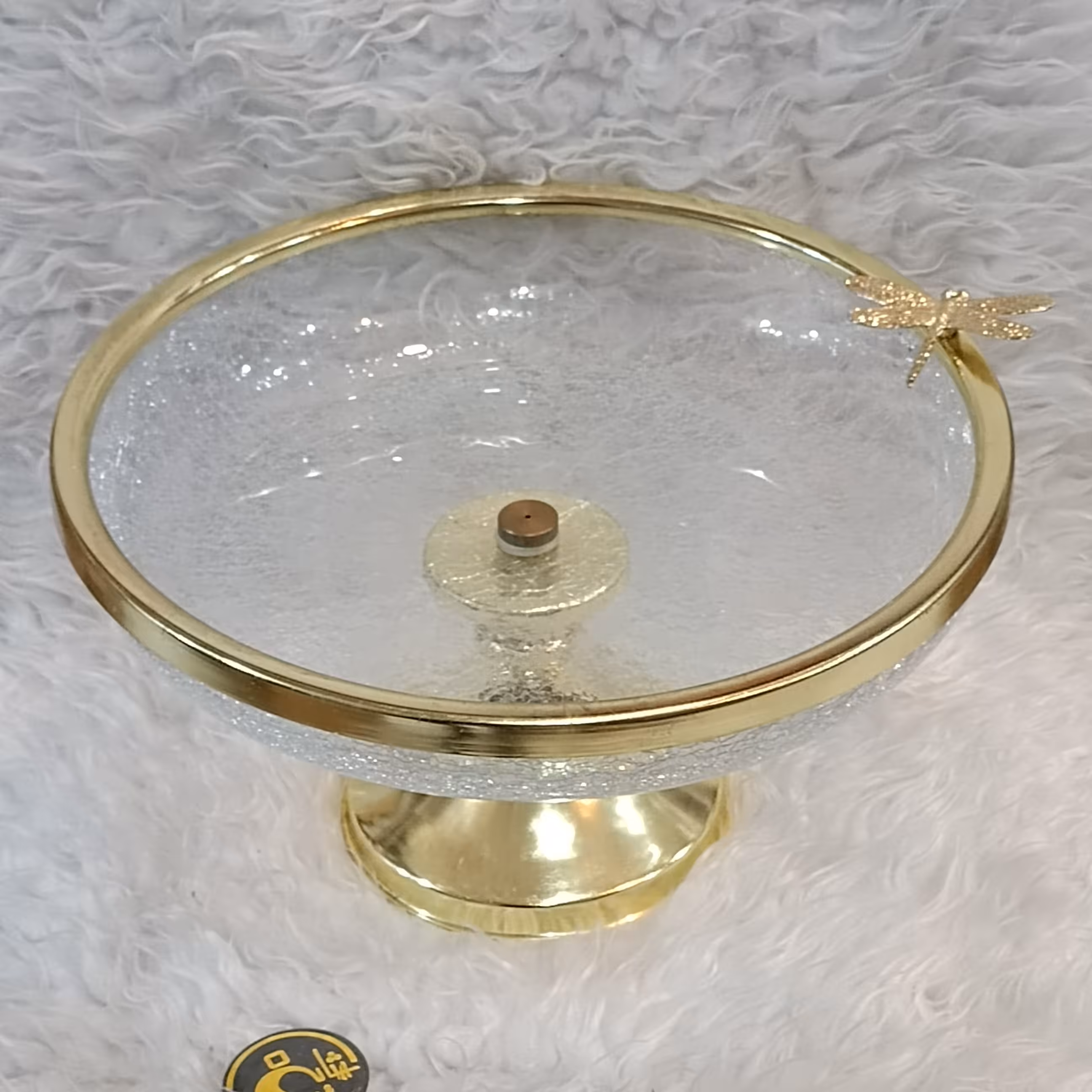 شیرینی خوری پایه دار شیشه آبگز طلایی